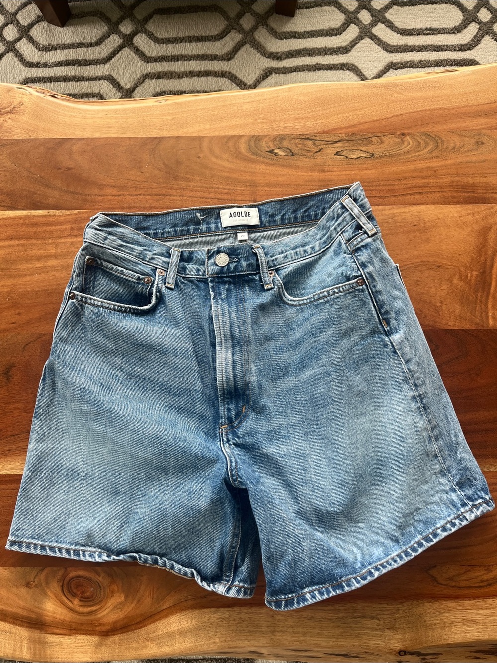 Agolde Parker long Light Wash Denim Shorts